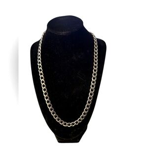 24” Heavy Duty Men’s Silver-tone Cuban Necklace with Clasp Closure
